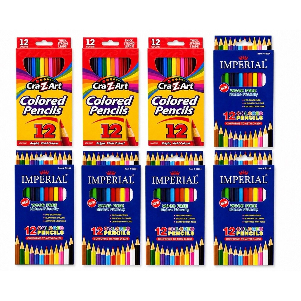 8 Pack Colored Pencils 12 Count Bulk Cra-Z-Art Imperial Kids School Art Supplies